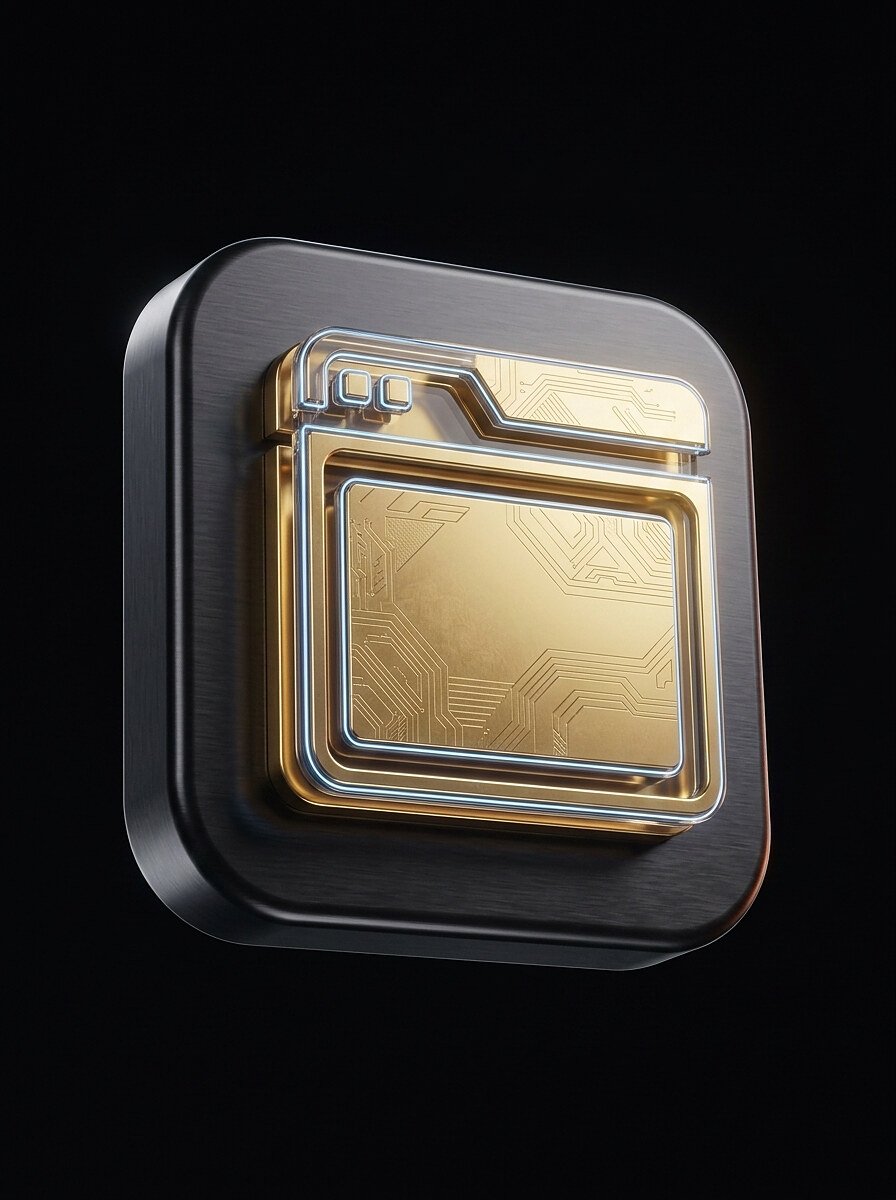 Ícone de layout de página dourado representando presell sem hospedagem