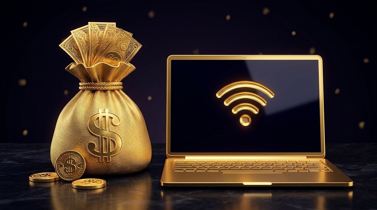 Ilustração representando formas de ganhar dinheiro em casa trabalhando pela internet