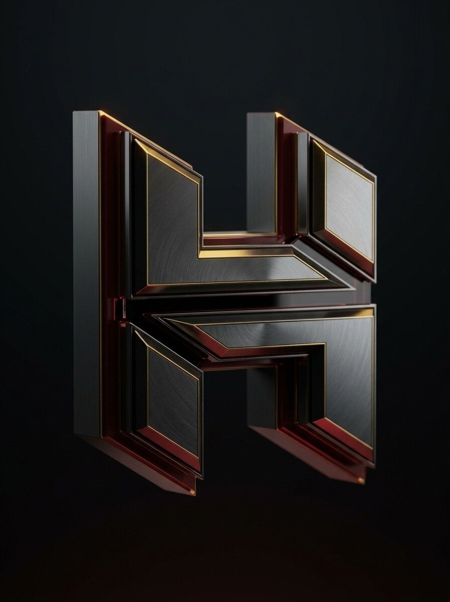 Logo 3D da Hostinger em metal escovado