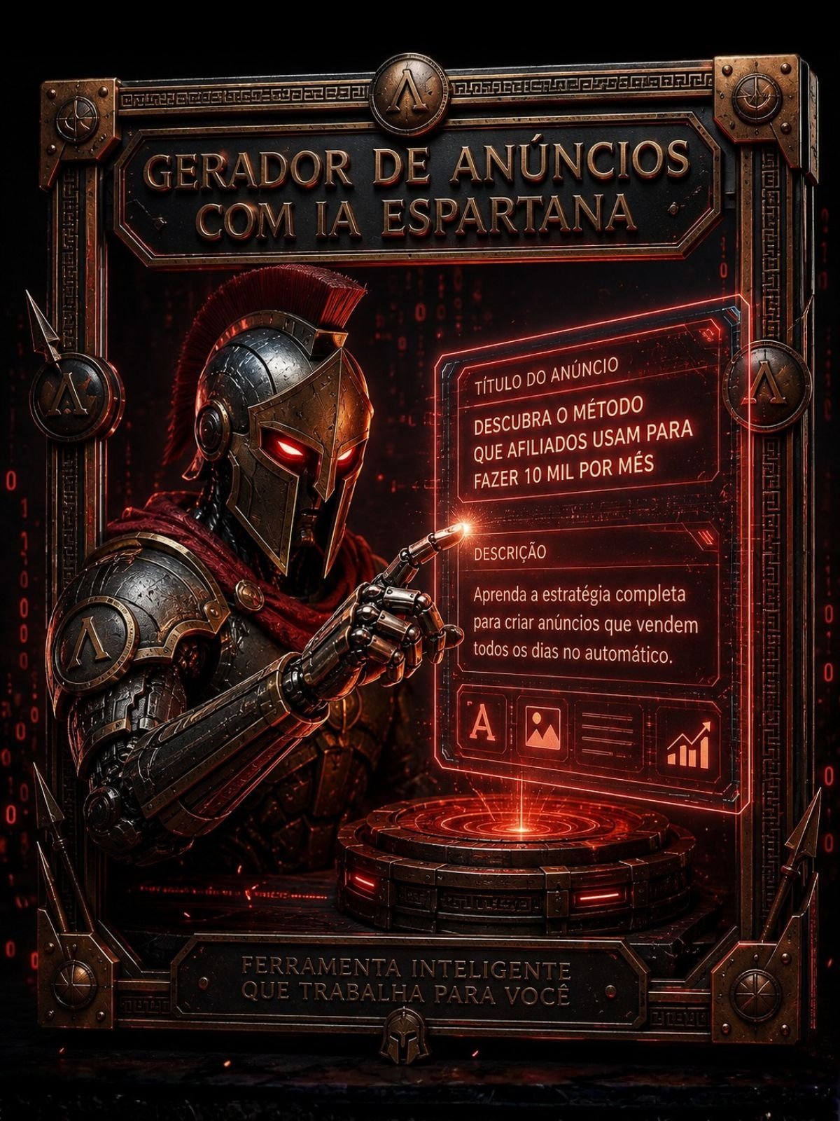 Capa do Gerador de Anúncio Espartano, estética Marketing Espartano